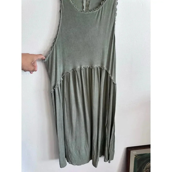 POL Olive Knit Sleeveless Scoop Neck Back Zipper Dress Size Large - Picture 4 of 7